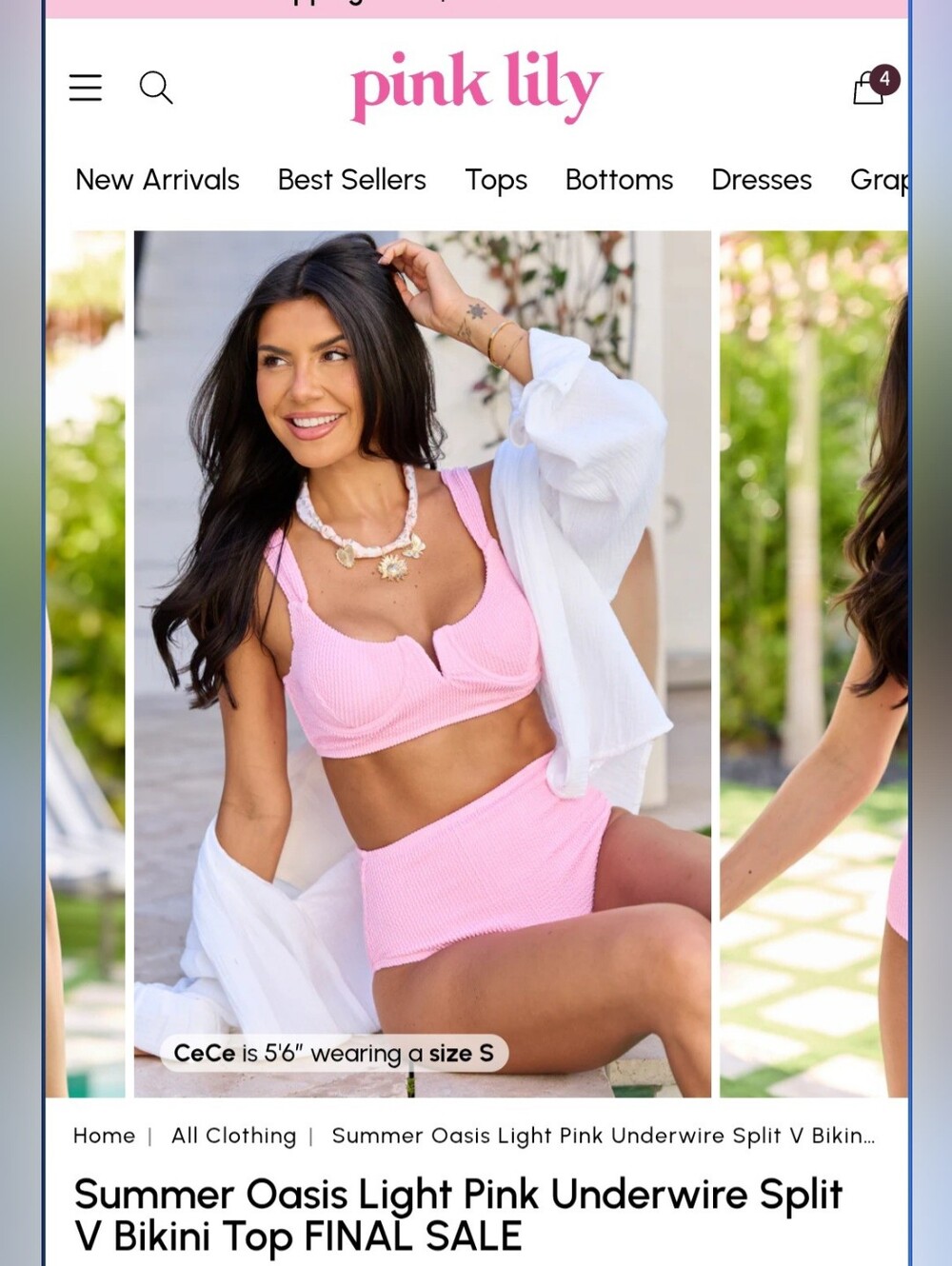 Brand New Pink Lily Boutique Preppy Pink Bikini And Coverup